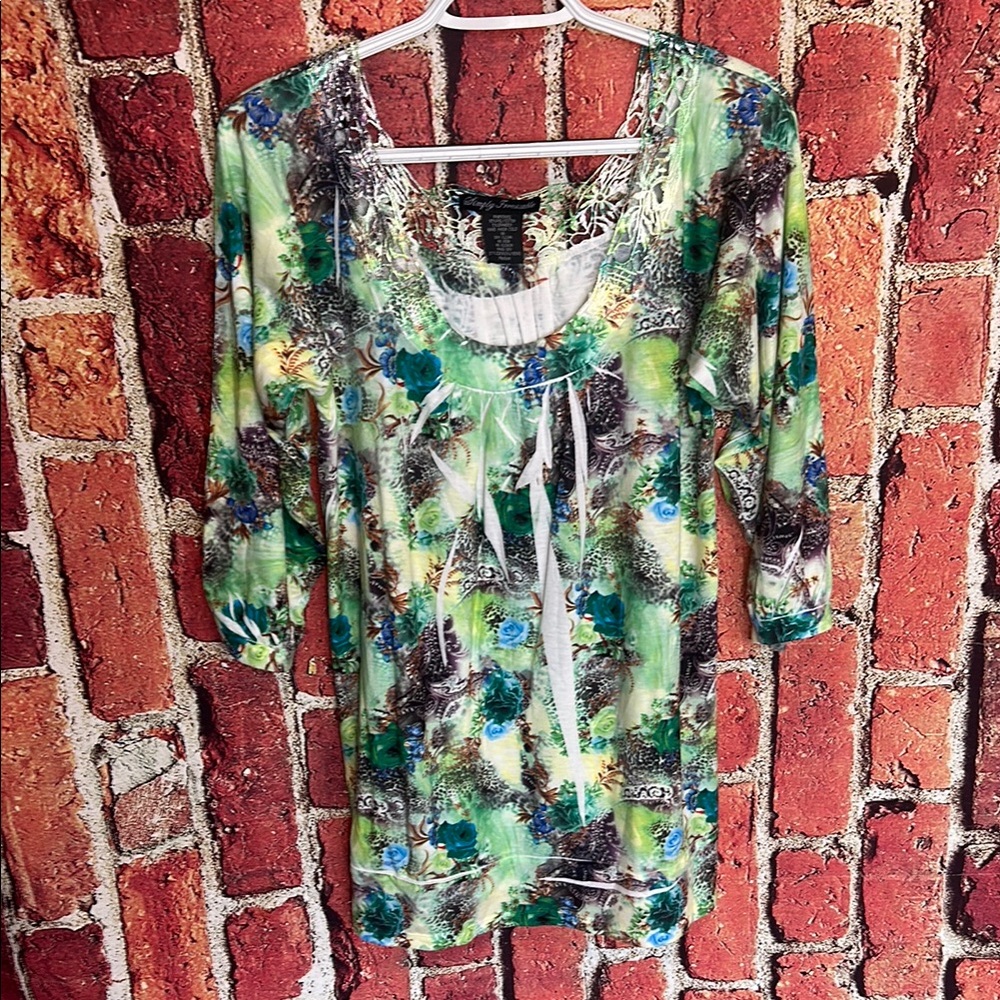 Simply Irresistible Medium Green Lace Detail Top